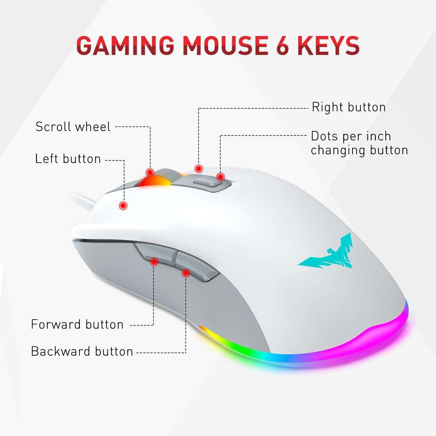havit Wired Gaming Keyboard Mouse Combo LED Rainbow Backlit Gaming Keyboard - JOY2ESpree