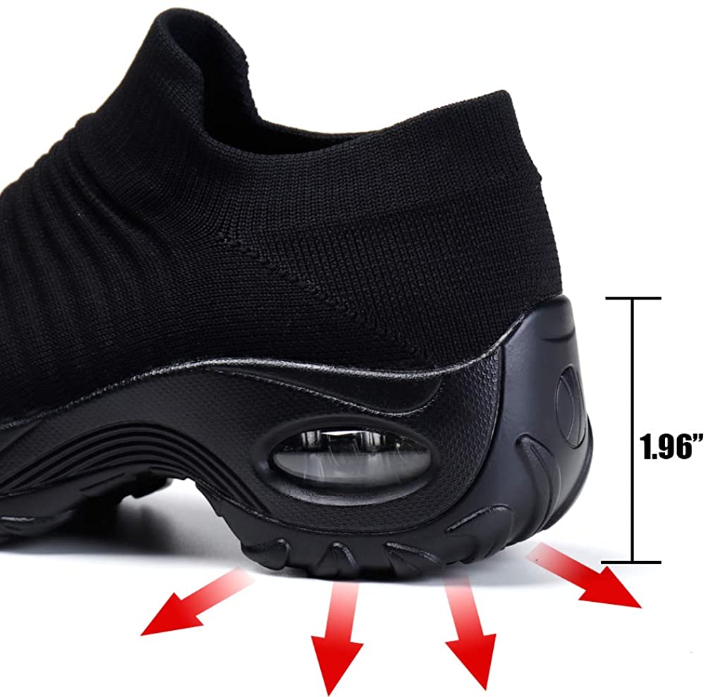 STQ Slip On Breathe Mesh Walking Shoes Women Fashion Sneakers Comfort Wedge Platform Loafers
