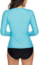 
                        
                          將圖片載入圖庫檢視器 CharmLeaks Women's Long Sleeve Rashguard UPF 50 Sun Protection Swimsuit Top Striped Swim Shirts
                        
                      