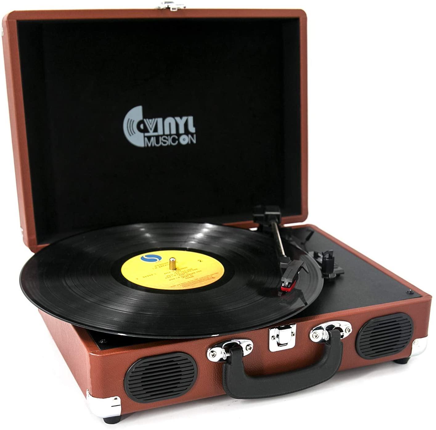 Retro Record Player for 33/45/78 RPM Vinyl Records,Bluetooth Belt-Drive Turntable - JOY2ESpree