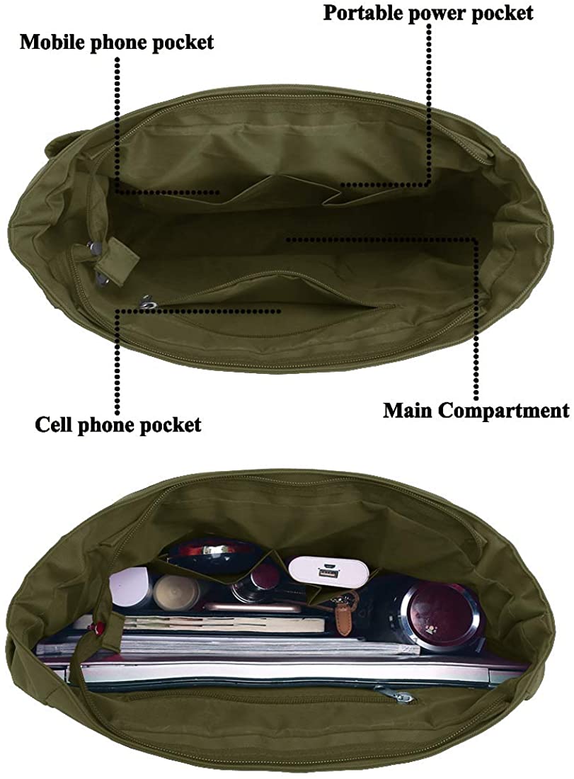 Canvas Tote Bag Waterproof Nylon Multi Pocket Shoulder Bags Laptop Work Bag Teacher Purse and Handbags for Women & Men