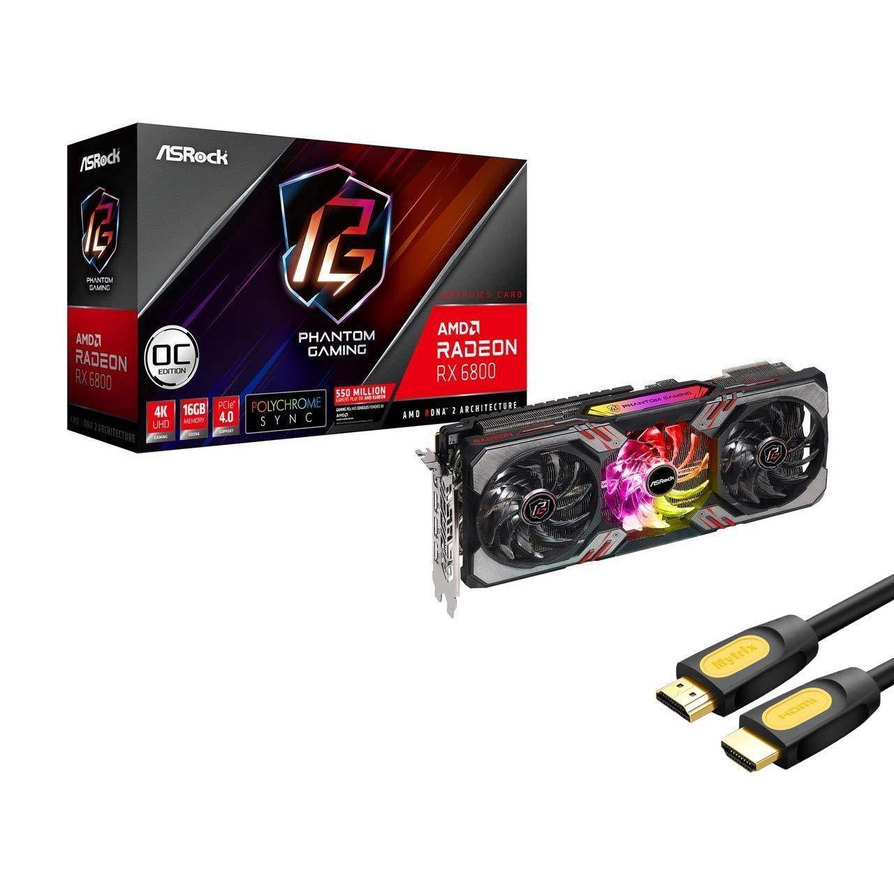 ASRock AMD Radeon RX 6800 Phantom Gaming D Overclocked Graphics Card 16GB GDDR6 - JOY2ESpree