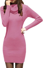 
                        
                          Load image into Gallery viewer, v28 Women Cowl Neck Knit Stretchable Elasticity Long Sleeve Slim Fit Sweater Dress
                        
                      