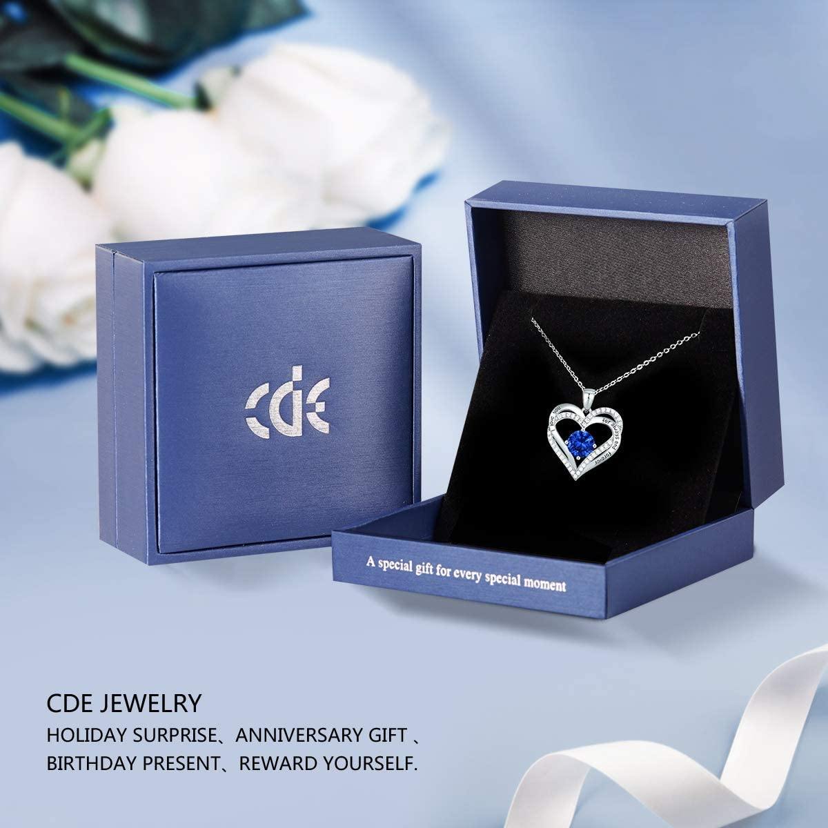CDE Forever Love Heart Women Necklace 925 Sterling Silver Rose Gold Plated Birthstone Pendant Necklaces for Women - JOY2ESpree