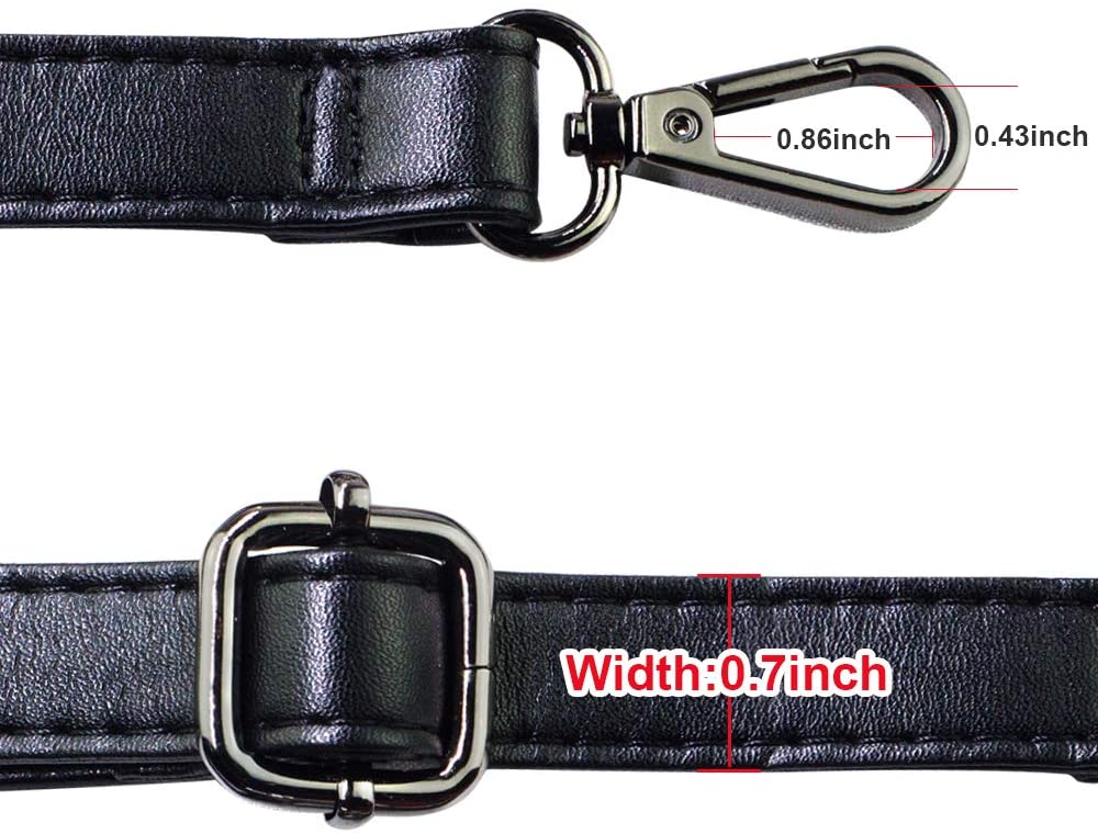 SUPXINJIA Leather Purse Strap Replacement - Adjustable for Handbags Crossbody or Shoulder Bags 34-59 Inch Long, 0.7 Inch Wide, Black with Gold Clasp