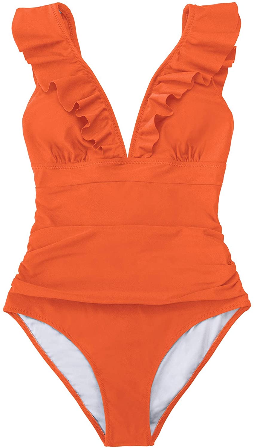 CUPSHE Women's V Neck One Piece Swimsuit Ruffled Lace Up Monokini