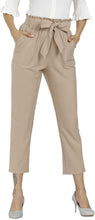
                        
                          Load image into Gallery viewer, Freeprance Women's Pants Casual Trouser Paper Bag Pants Elastic Waist Slim Pockets
                        
                      