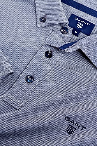 GANT Men's Oxford Pique Short Sleeve Rugger Polo (222181), Medium, Persian Blue - JOY2ESpree