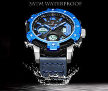 
                        
                          Load image into Gallery viewer, Mens Sport Watch Digital Analog Quartz Waterproof Multifunctional Military Leather Wrist Watches
                        
                      
