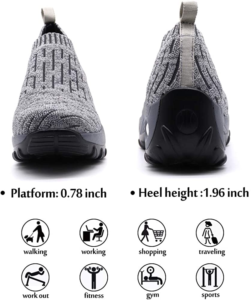 STQ Slip On Breathe Mesh Walking Shoes Women Fashion Sneakers Comfort Wedge Platform Loafers