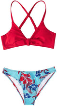 
                        
                          Load image into Gallery viewer, CUPSHE Women's Red Floral Print Knot Adjustable Bikini Sets
                        
                      