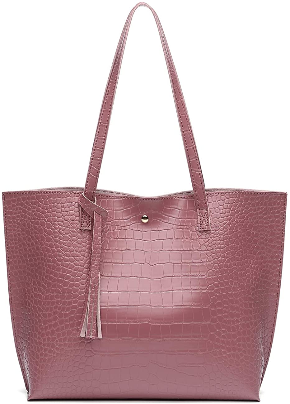 Women's Soft Faux Leather Tote Shoulder Bag from Dreubea, Big Capacity Tassel Handbag