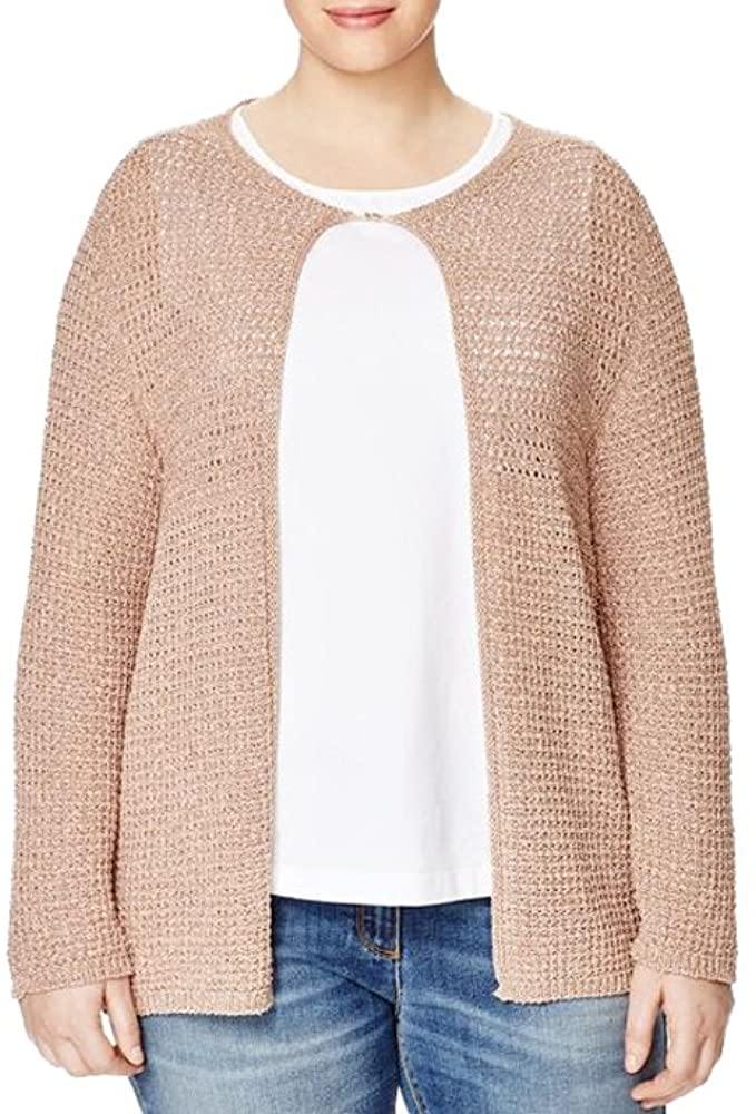 Marina Rinaldi Women's Marilu Holey Cardigan, Metallic Pink - JOY2ESpree