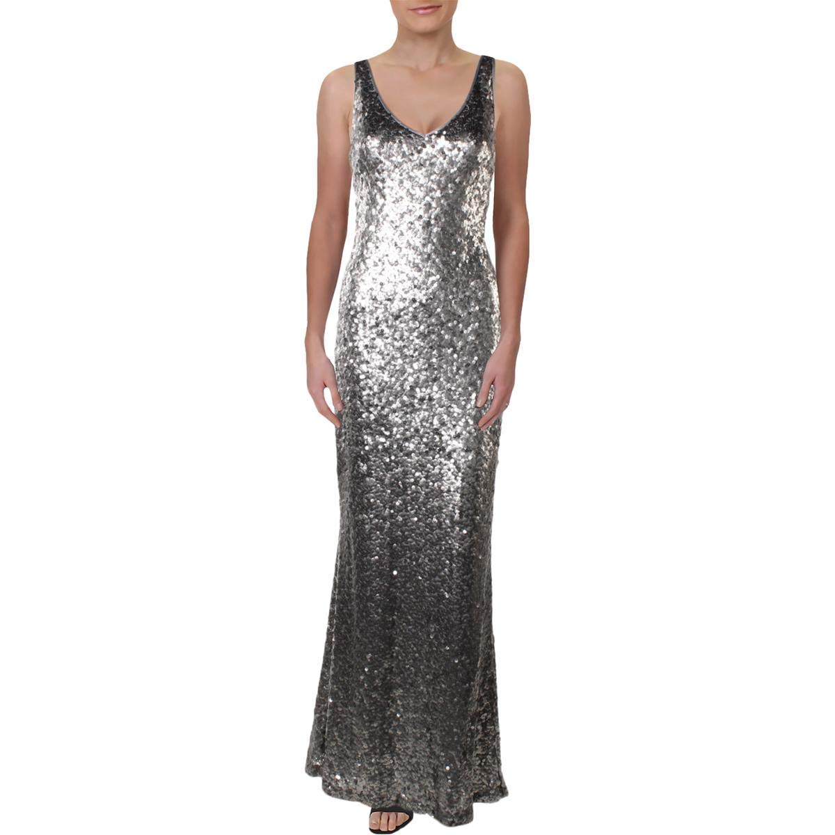 LAUREN RALPH LAUREN Lemony Women's Sequined Sleeveless V-Neck Column Gown