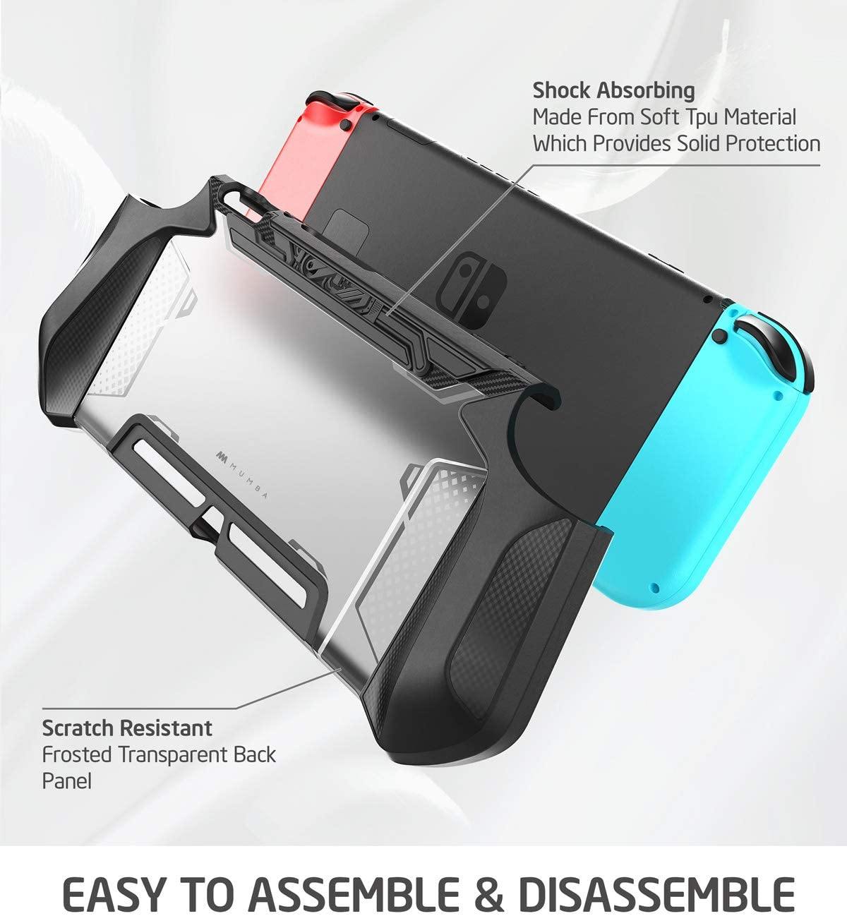 Mumba Dockable Case Compatible for Nintendo Switch, [Blade Series] TPU Grip Protective Cover Case with Ergonomic Design and Comfort Grip (Clear) - JOY2ESpree