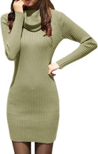 
                        
                          Load image into Gallery viewer, v28 Women Cowl Neck Knit Stretchable Elasticity Long Sleeve Slim Fit Sweater Dress
                        
                      