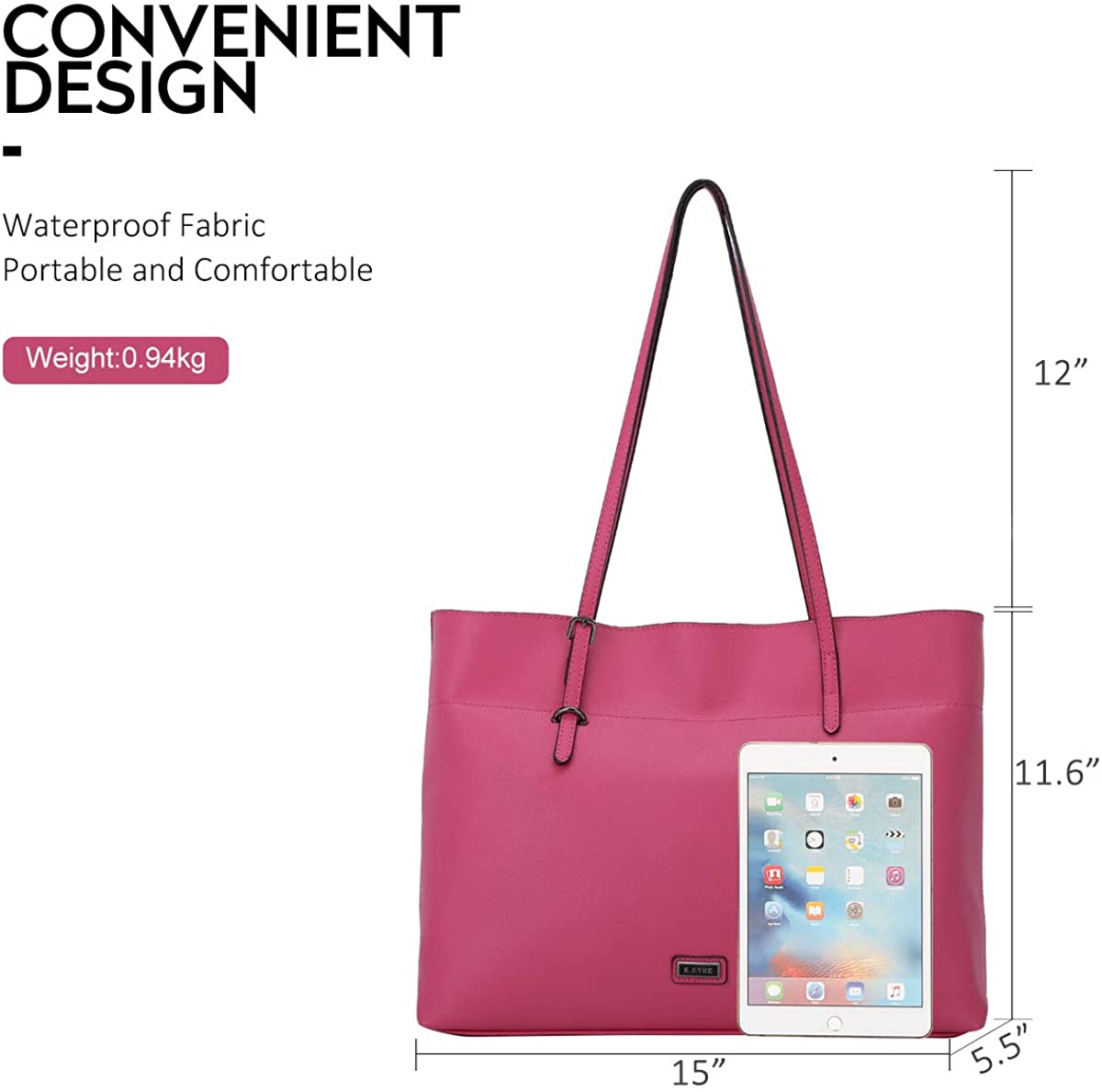 K.EYRE Women's Soft Faux Leather Tote Bag Purse Handbags Wallet Tote Shoulder Bag Purse Large Capacity