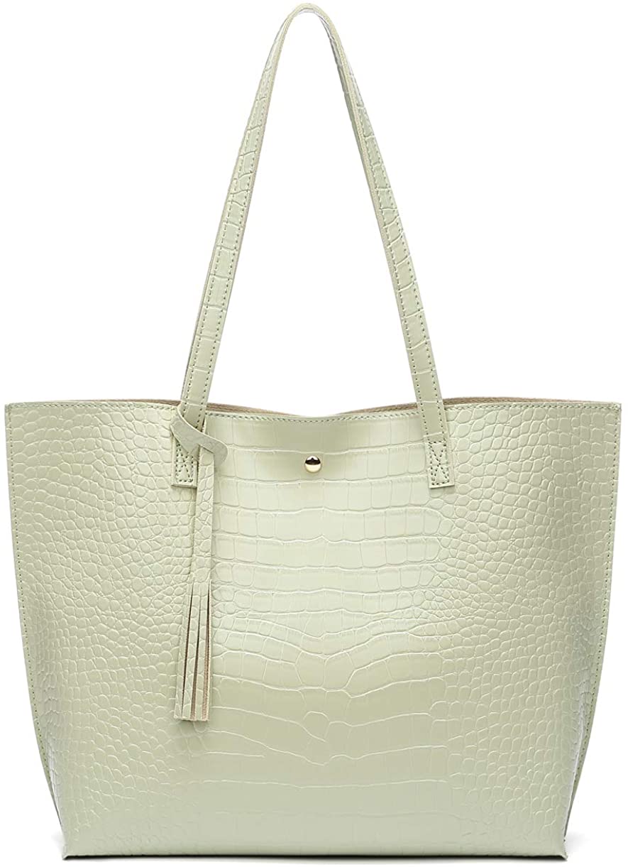 Women's Soft Faux Leather Tote Shoulder Bag from Dreubea, Big Capacity Tassel Handbag