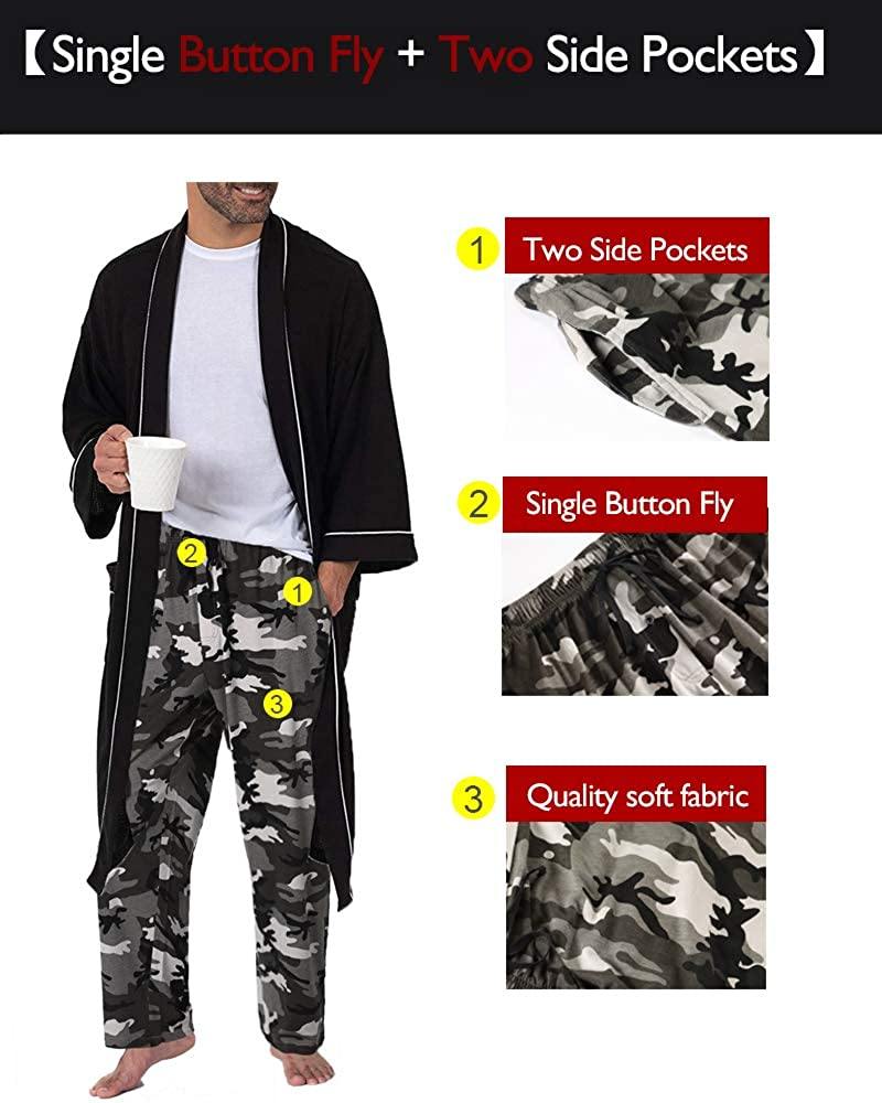Bintangor Men's Sleep Pajama Pants 100% Cotton Knit Elastic Waistband Lounge Wear Long