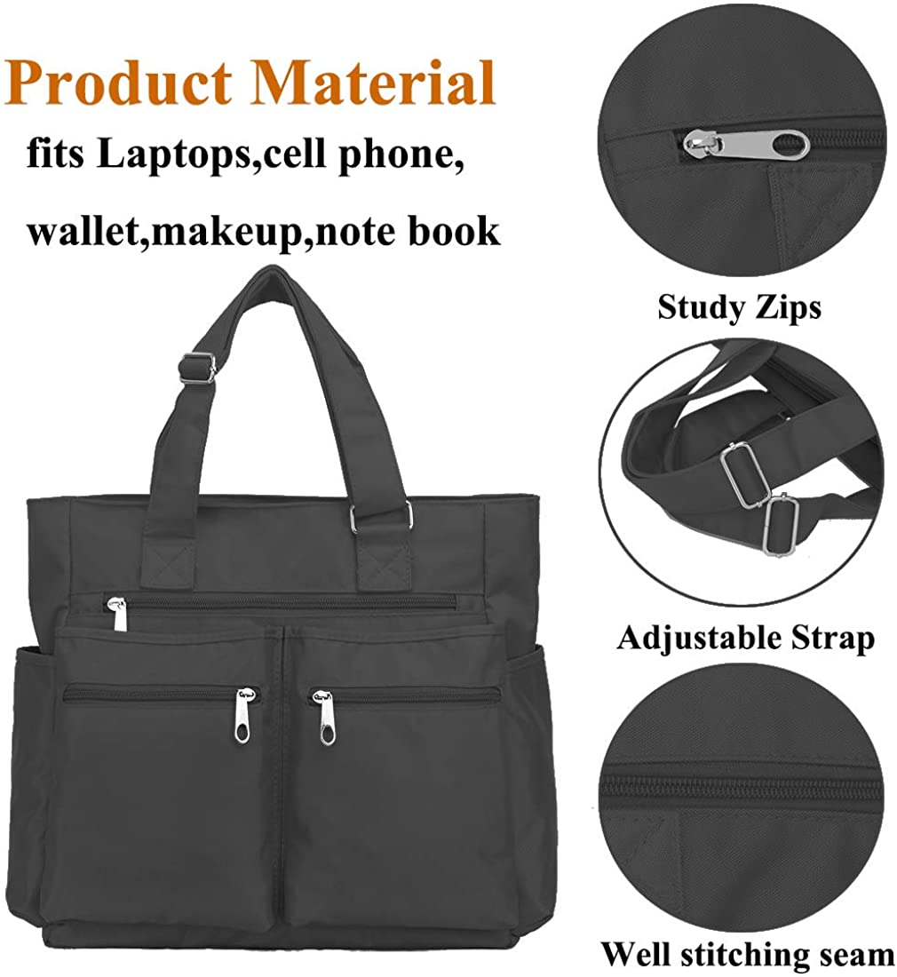 Canvas Tote Bag Waterproof Nylon Multi Pocket Shoulder Bags Laptop Work Bag Teacher Purse and Handbags for Women & Men