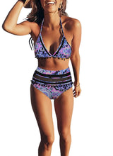 
                        
                          Cargar imagen en el visor de la galería, Bdcoco Women's High Waist Two Pieces Bikini Set Padded Stripe Tassel Swimsuit
                        
                      
