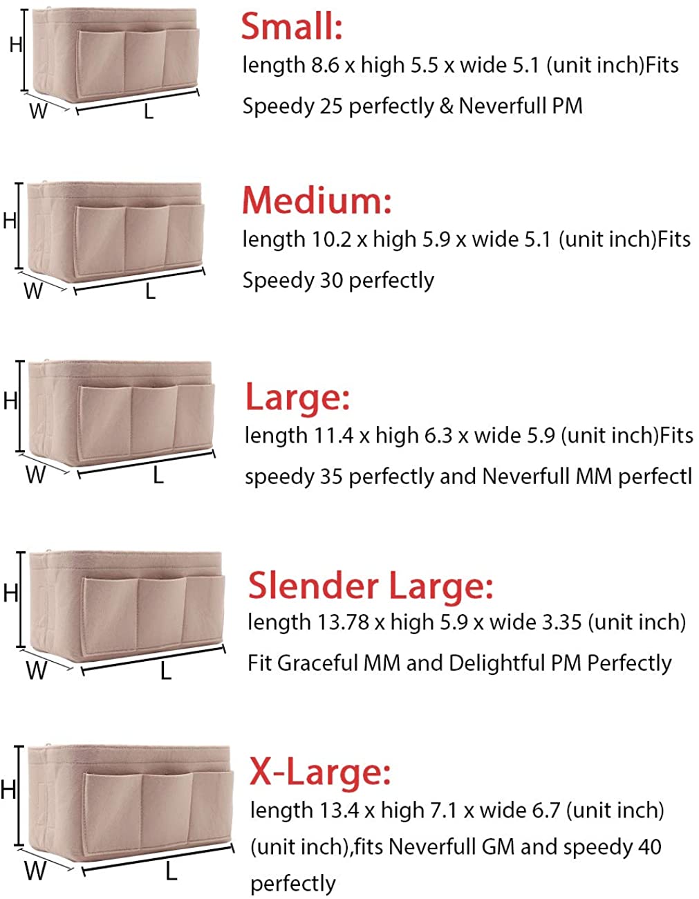 LEXSION Felt Purse Insert Bag Organizer Bag In Bag For Handbag Purse Organizer Fits Speedy Neverfull