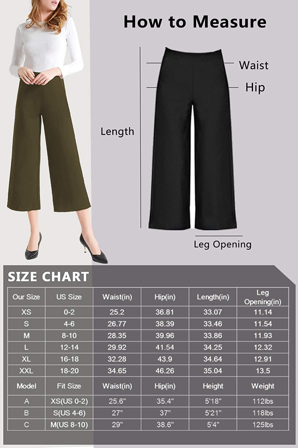 Tsful High Waisted Wide Leg Pants for Women Summer Business Casual Crop Dress Pants Stretch Pull On Capris