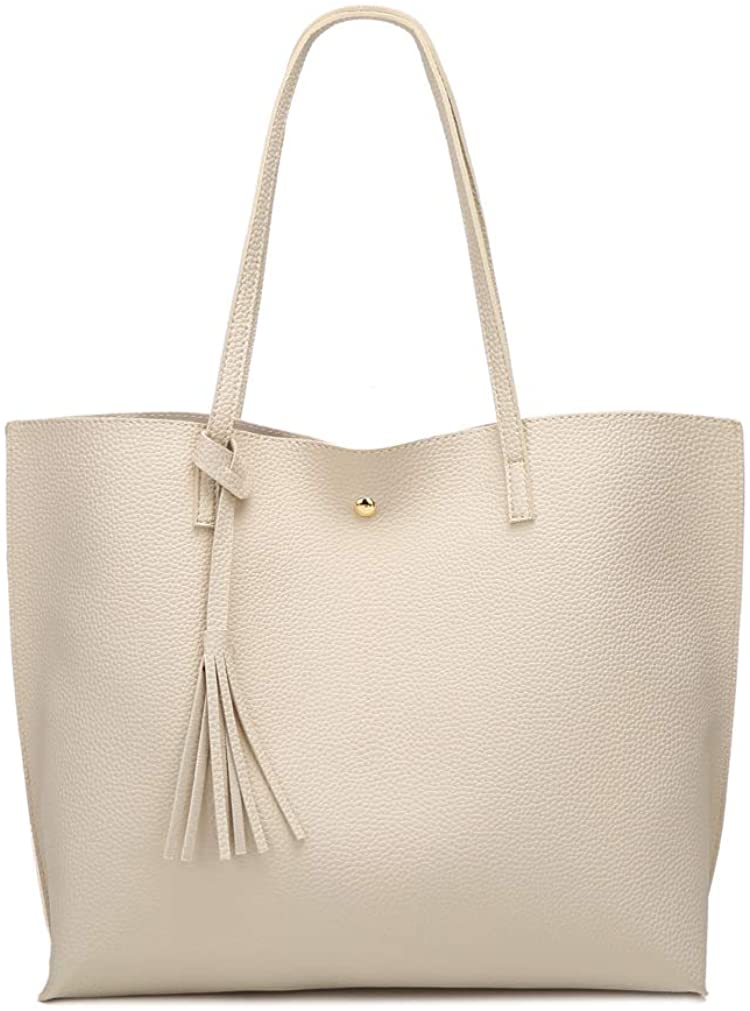 Women's Soft Faux Leather Tote Shoulder Bag from Dreubea, Big Capacity Tassel Handbag