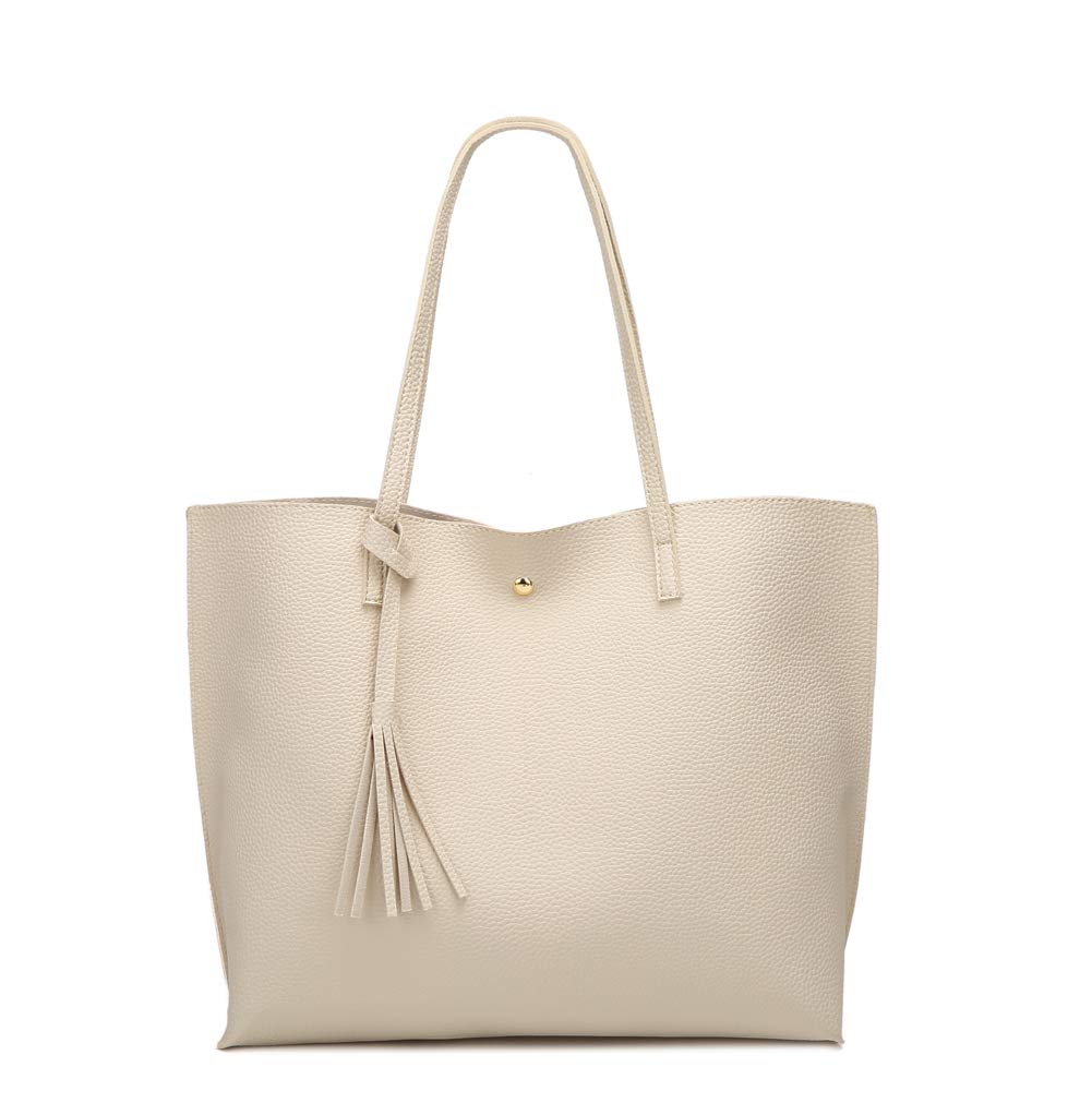 Women's Soft Faux Leather Tote Shoulder Bag from Dreubea, Big Capacity Tassel Handbag
