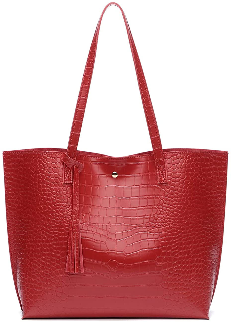 Women's Soft Faux Leather Tote Shoulder Bag from Dreubea, Big Capacity Tassel Handbag