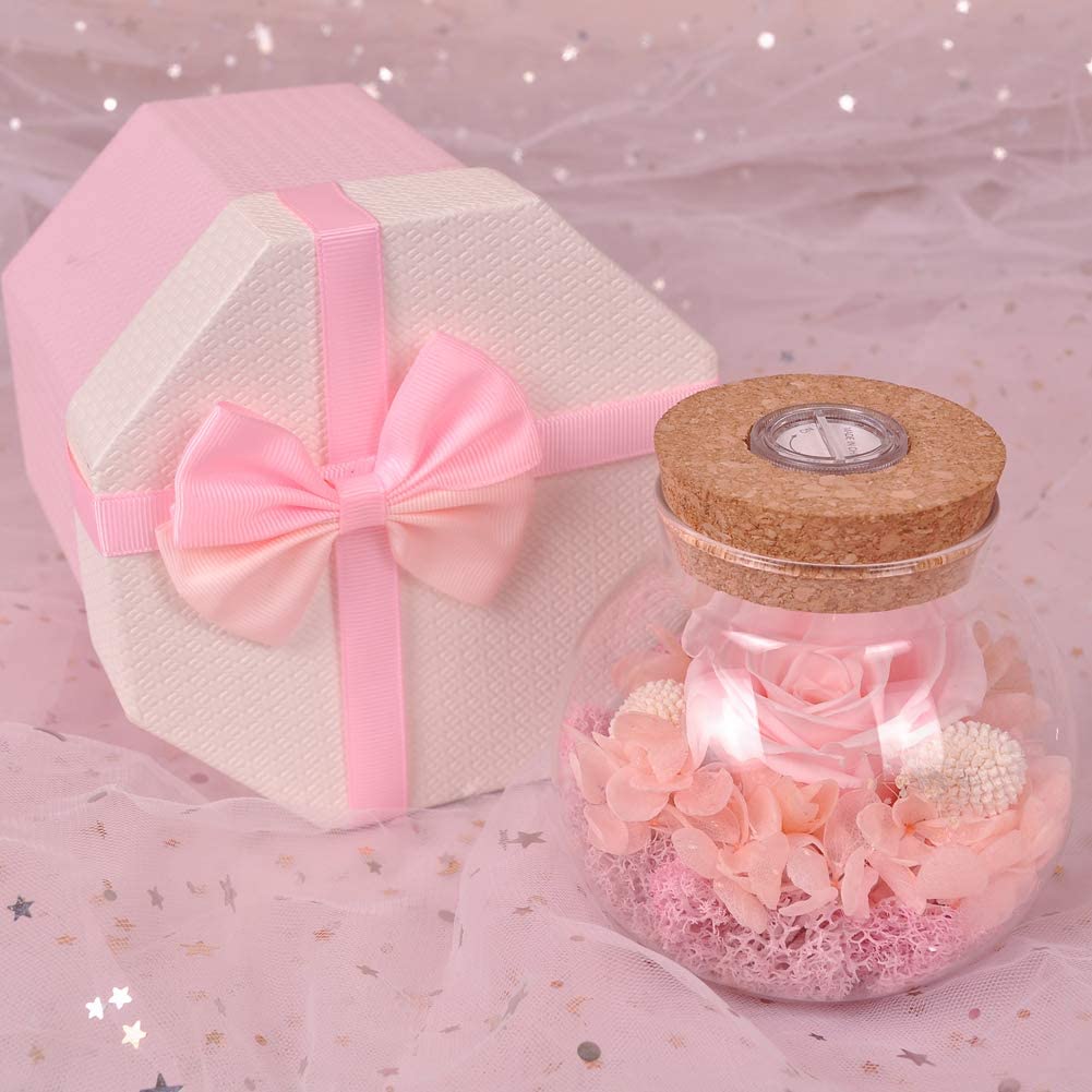 Forever Red Rose, Preserved Eternal Real Flower Present Gorgeous Led Mood Light