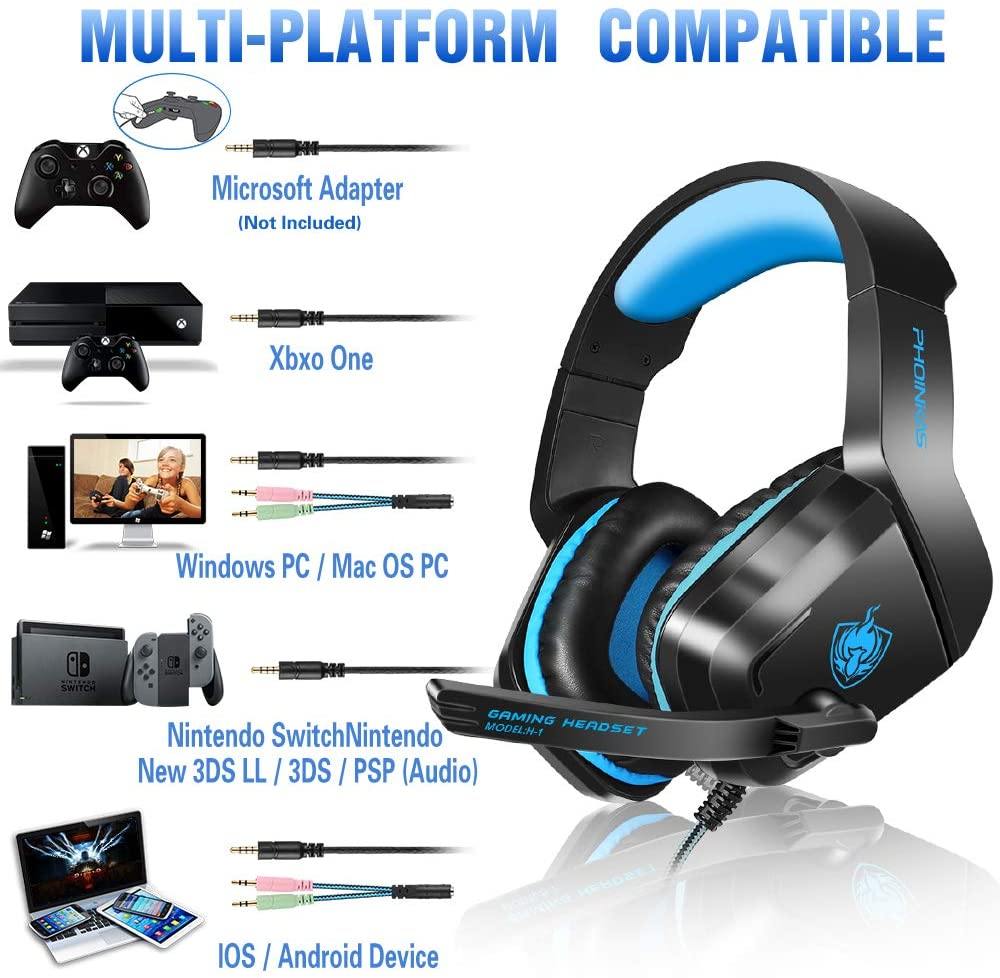 PS4 Gaming Headset with 7.1 Surround Sound, Xbox One Headset with Noise Canceling Mic & LED Light - JOY2ESpree
