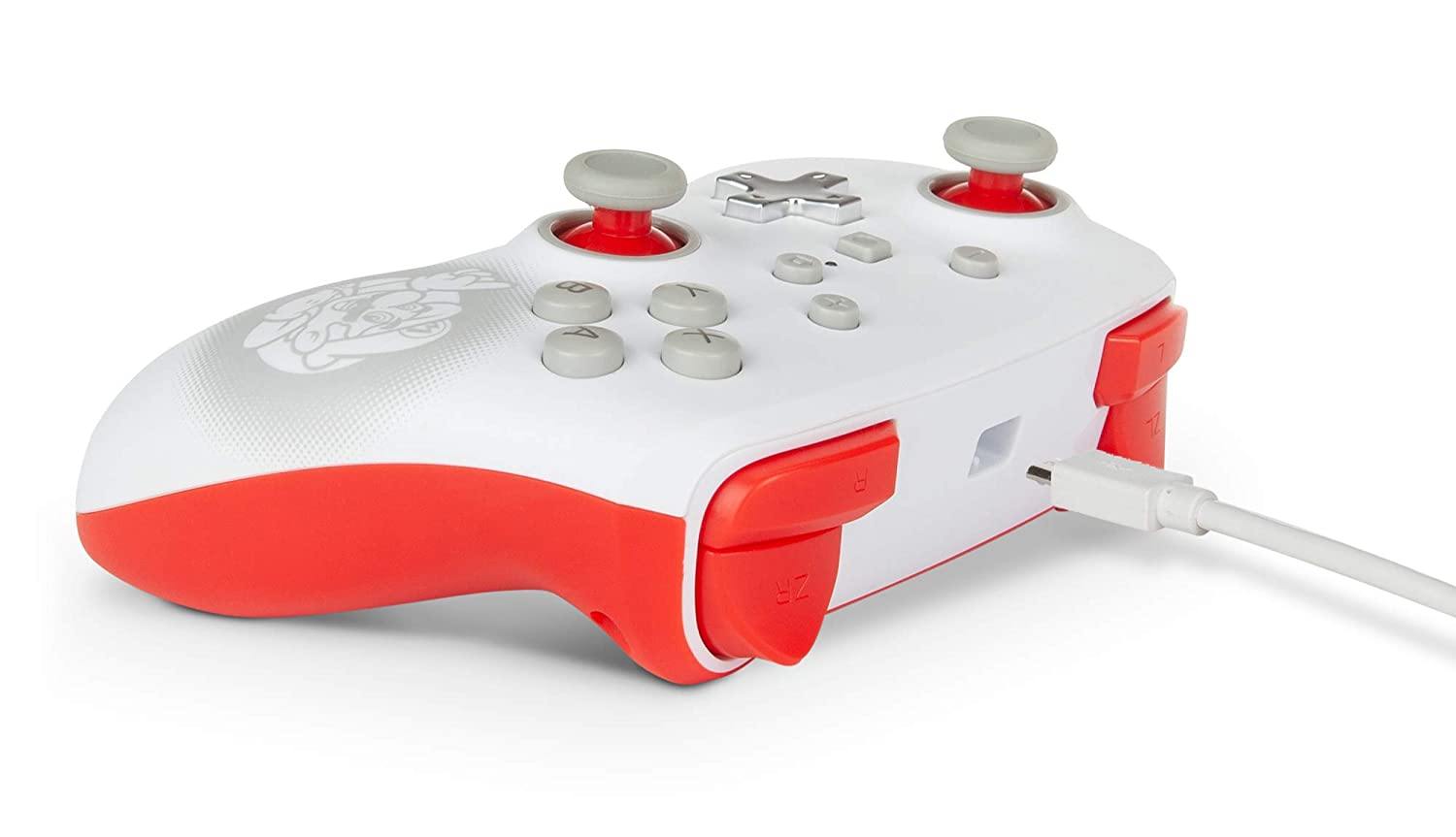 PowerA Enhanced Wired Controller for Nintendo Switch - Mario White, Gamepad, Wired Video Game Controller, Gaming Controller - Nintendo Switch - JOY2ESpree