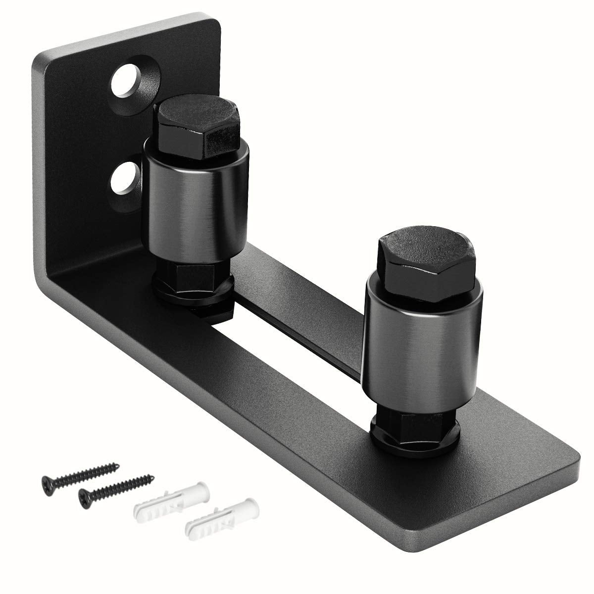 SMARTSTANDARD Sliding Barn Door Bottom Adjustable Floor Guide Roller, Black, Smoothly and Quietly, Easy to Install (2 Rollers)