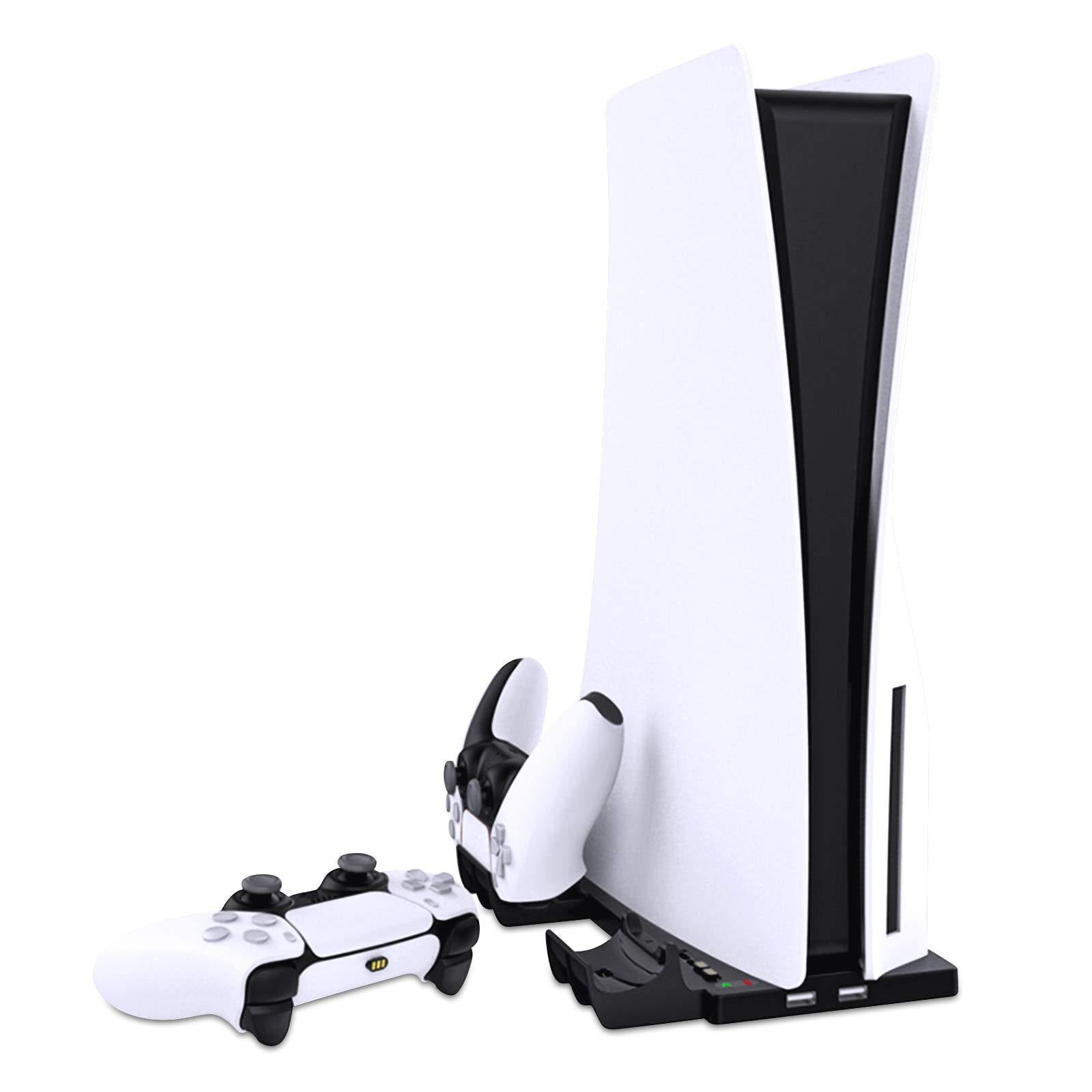 Linkstyle Vertical Stand for Playstation 5 for PS5 Digital Edition/Ultra HD Console with 2 DualSense Controller Charger and 2 Extra USB Charger Ports - JOY2ESpree