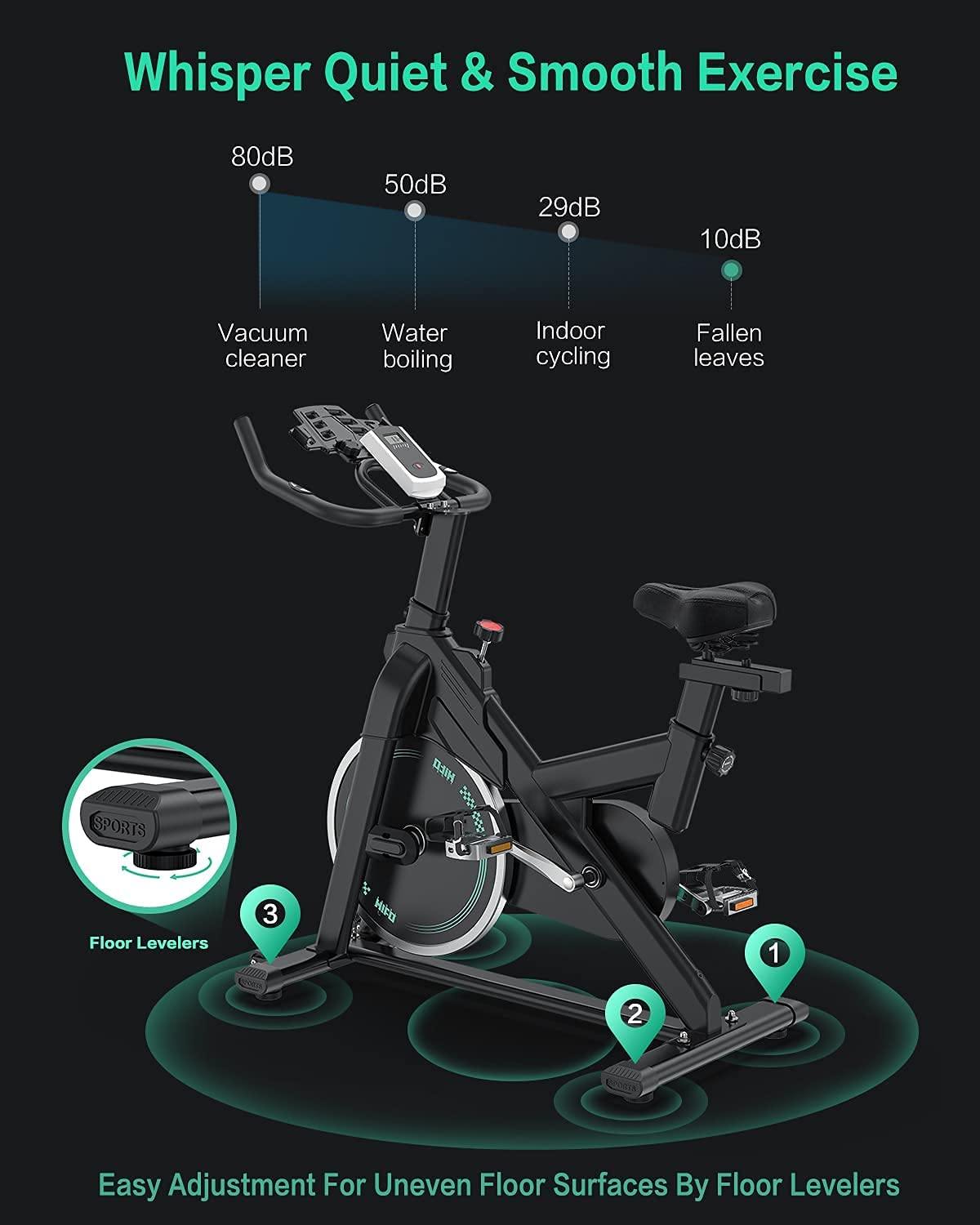 Indoor Cycling Bike Stationary - Exercise Bike for Home Cardio Workout with Comfortable Seat Cushion & Silent Belt Drive & Pad Holder - JOY2ESpree