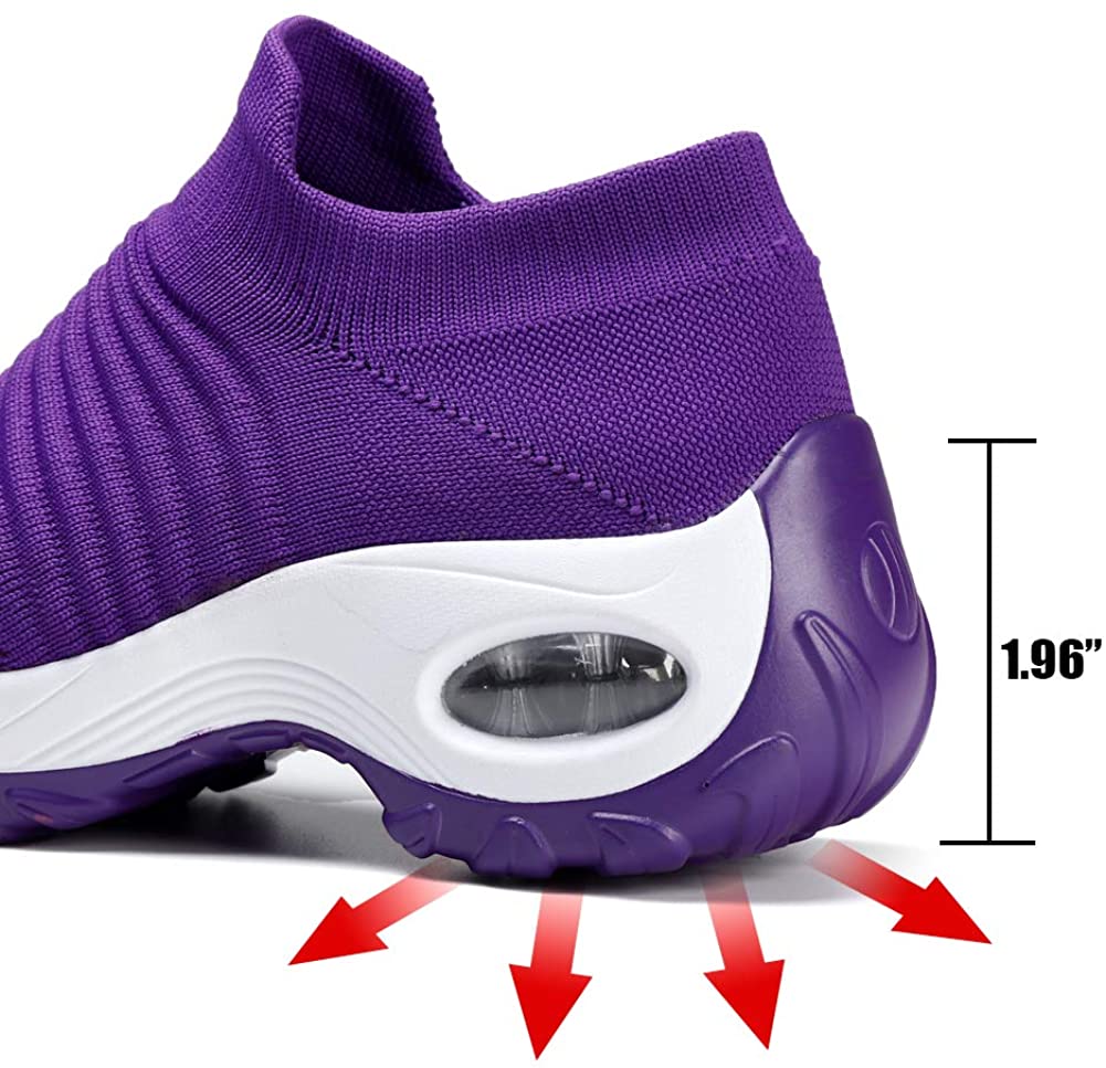 STQ Slip On Breathe Mesh Walking Shoes Women Fashion Sneakers Comfort Wedge Platform Loafers