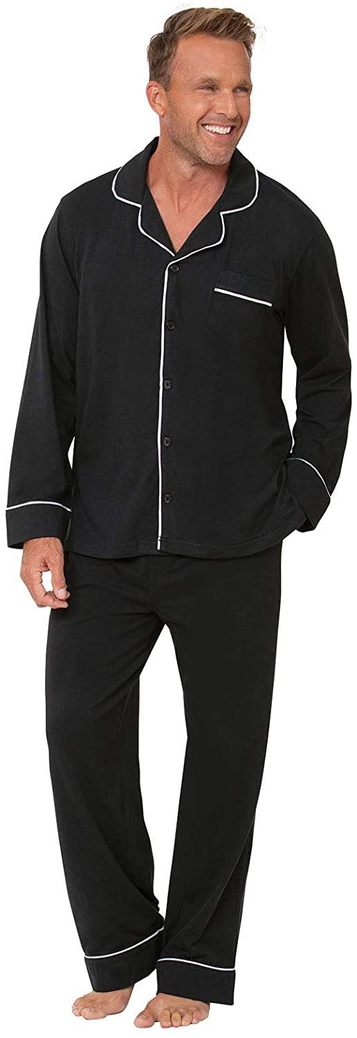 PajamaGram Classic Mens Pajamas Cotton - Men Pajamas Set
