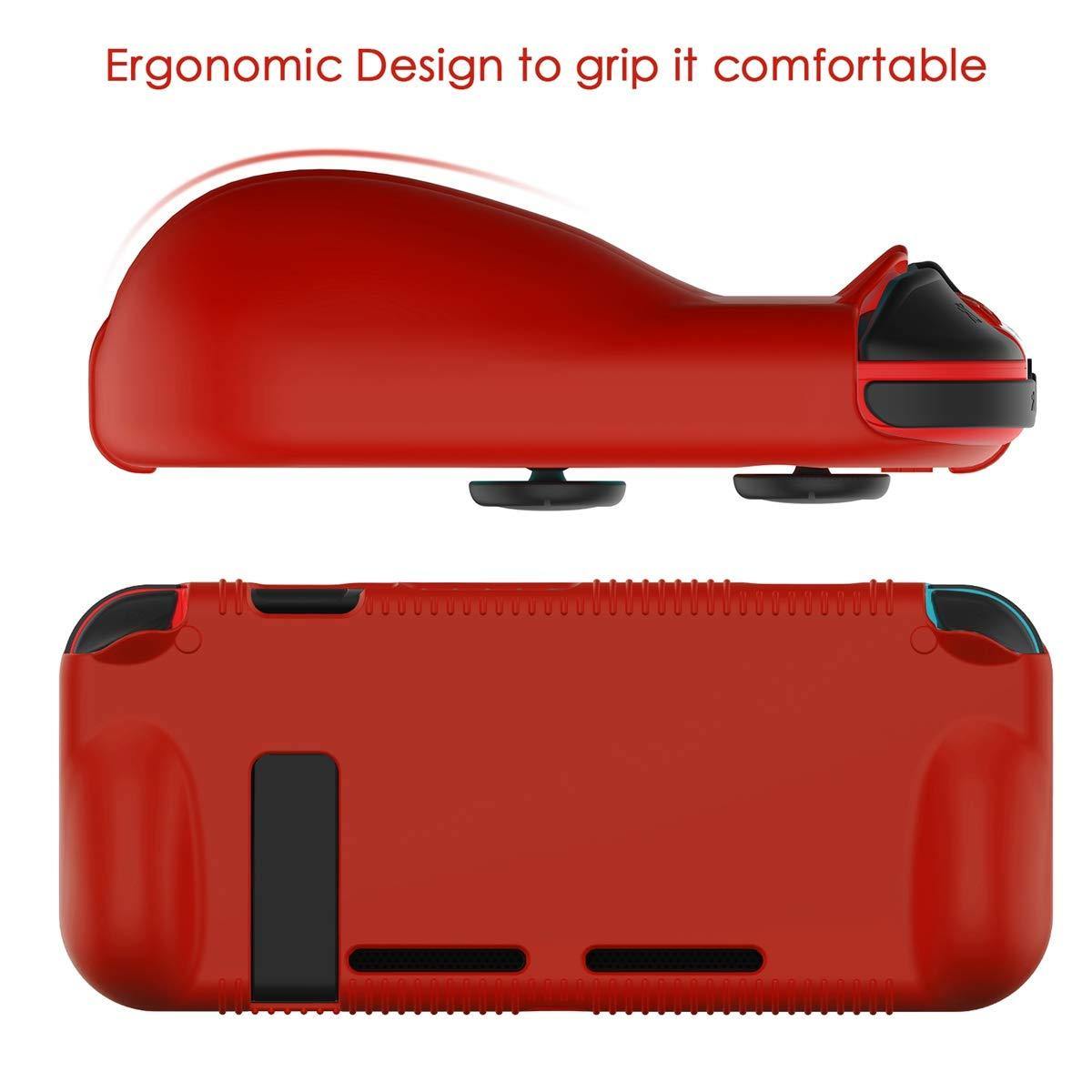 Semeving for Nintendo Switch Case,Soft Protective Case with Ergonomic Grip Design,Shock-Absorption&Anti-Scratch (Red) - JOY2ESpree