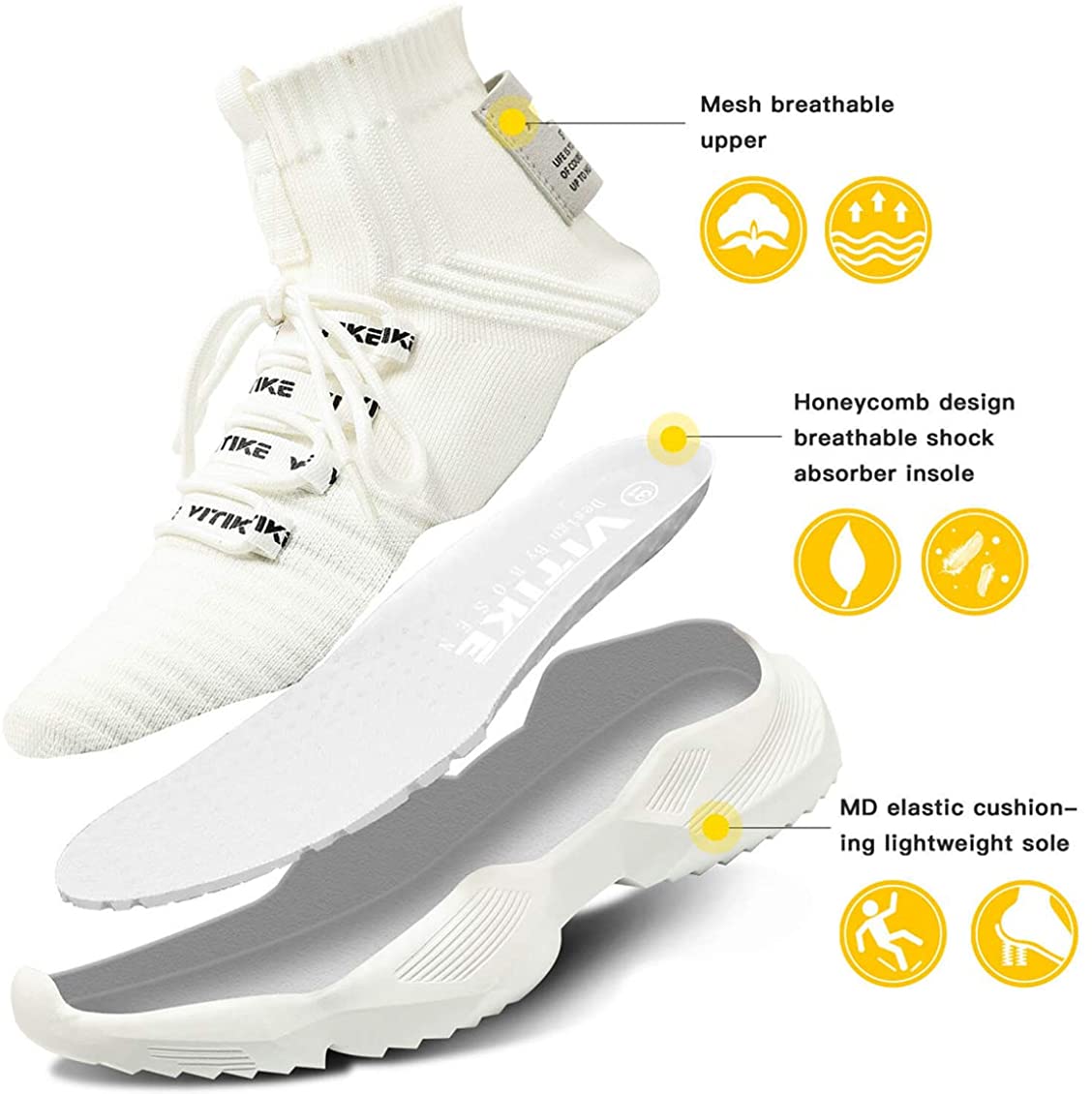 Women's Walking Shoes Running Shoes Socks Platform Fashion Mesh Sneakers Air Cushion Athletic Gym Casual Loafers Dance Hip-hop Shoes