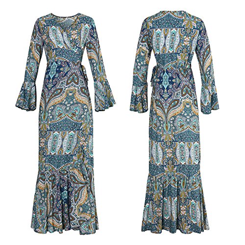 R.Vivimos Womens Summer Long Sleeve Cardigan Sexy Maxi Dresses