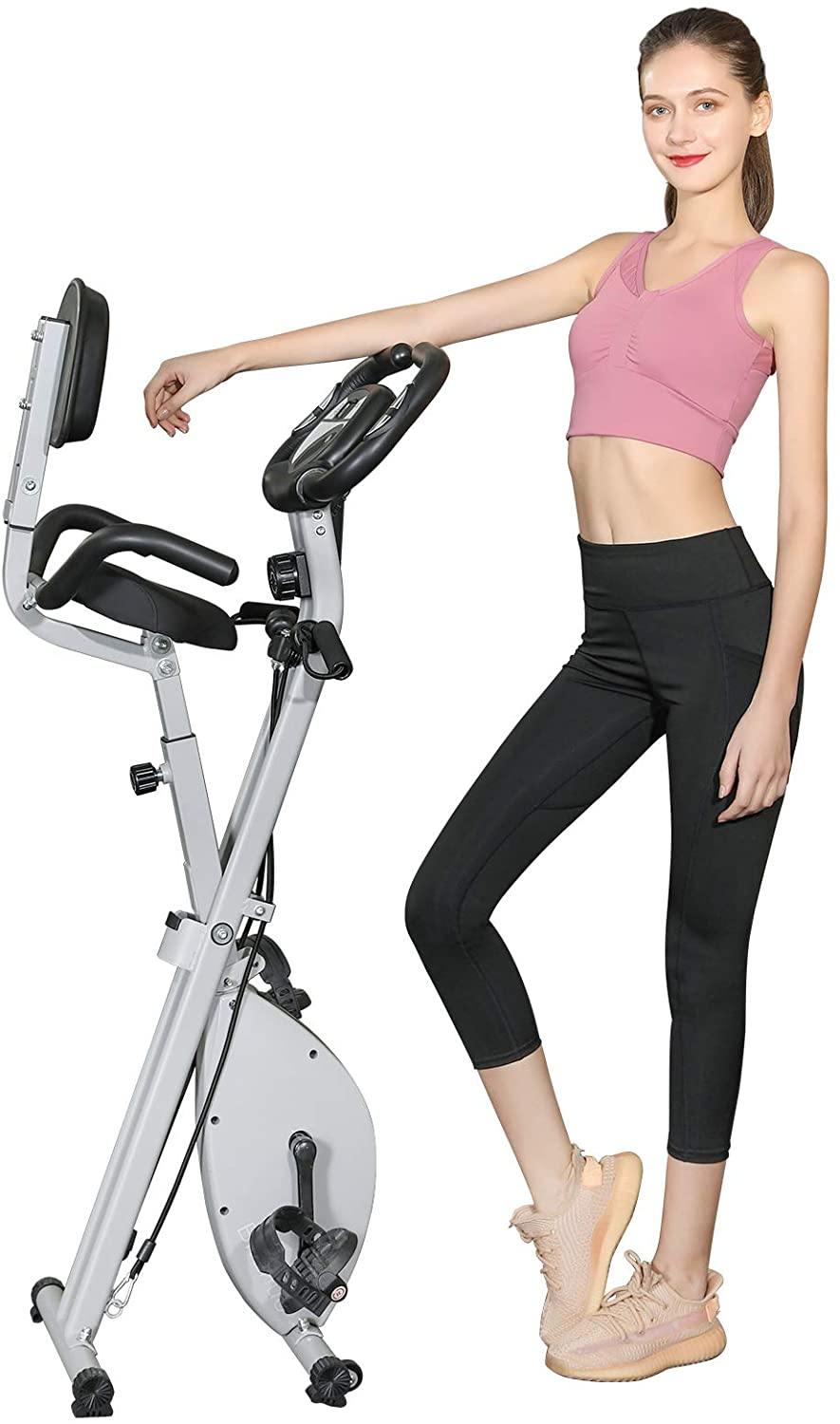 Exercise Bike Stationary Bike Foldable Magnetic Upright Recumbent Portable Fitness Cycle - JOY2ESpree