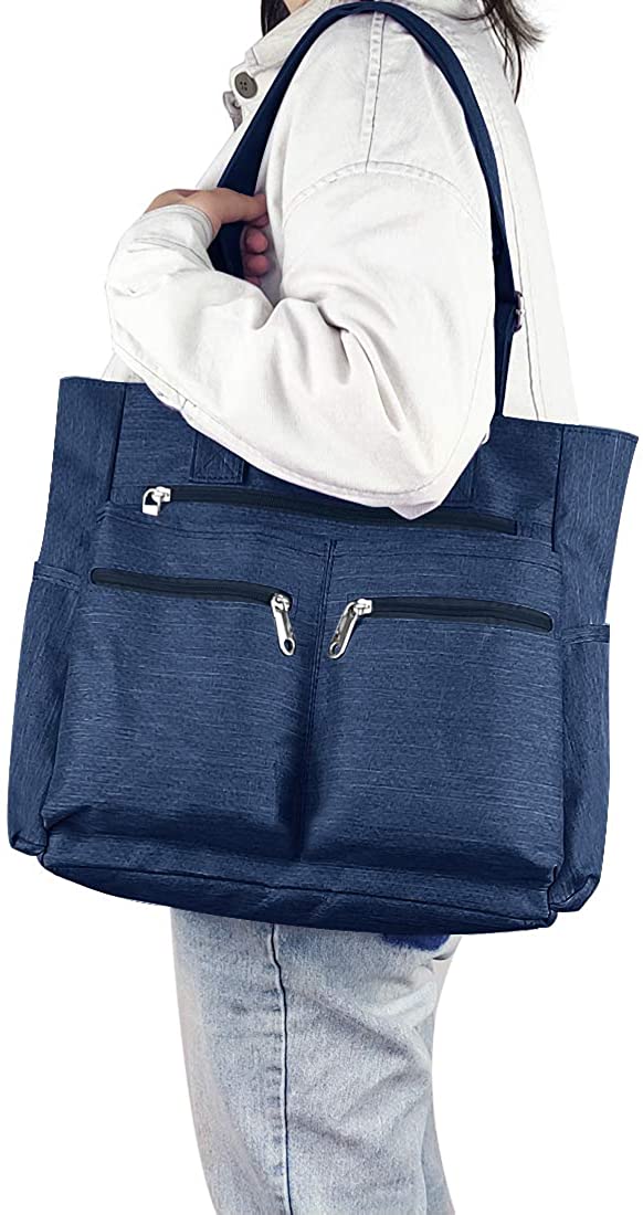 Canvas Tote Bag Waterproof Nylon Multi Pocket Shoulder Bags Laptop Work Bag Teacher Purse and Handbags for Women & Men