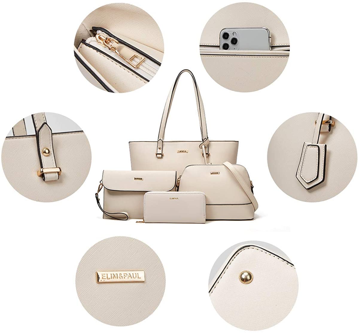 Women Fashion Handbags Wallet Tote Bag Shoulder Bag Top Handle Satchel Purse Set 4pcs