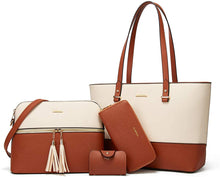 
                        
                          Load image into Gallery viewer, Women Fashion Handbags Wallet Tote Bag Shoulder Bag Top Handle Satchel Purse Set 4pcs
                        
                      