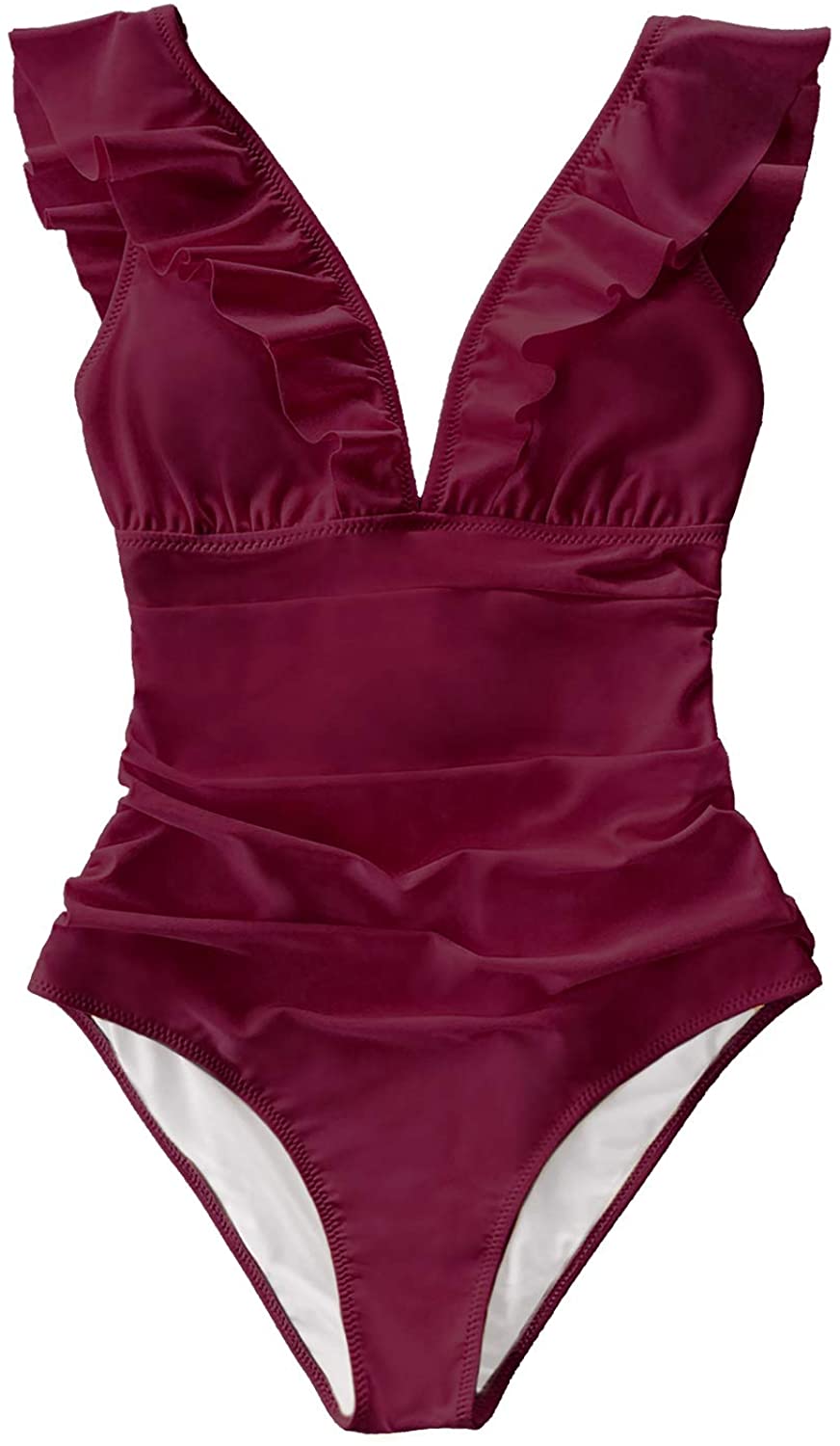 CUPSHE Women's V Neck One Piece Swimsuit Ruffled Lace Up Monokini