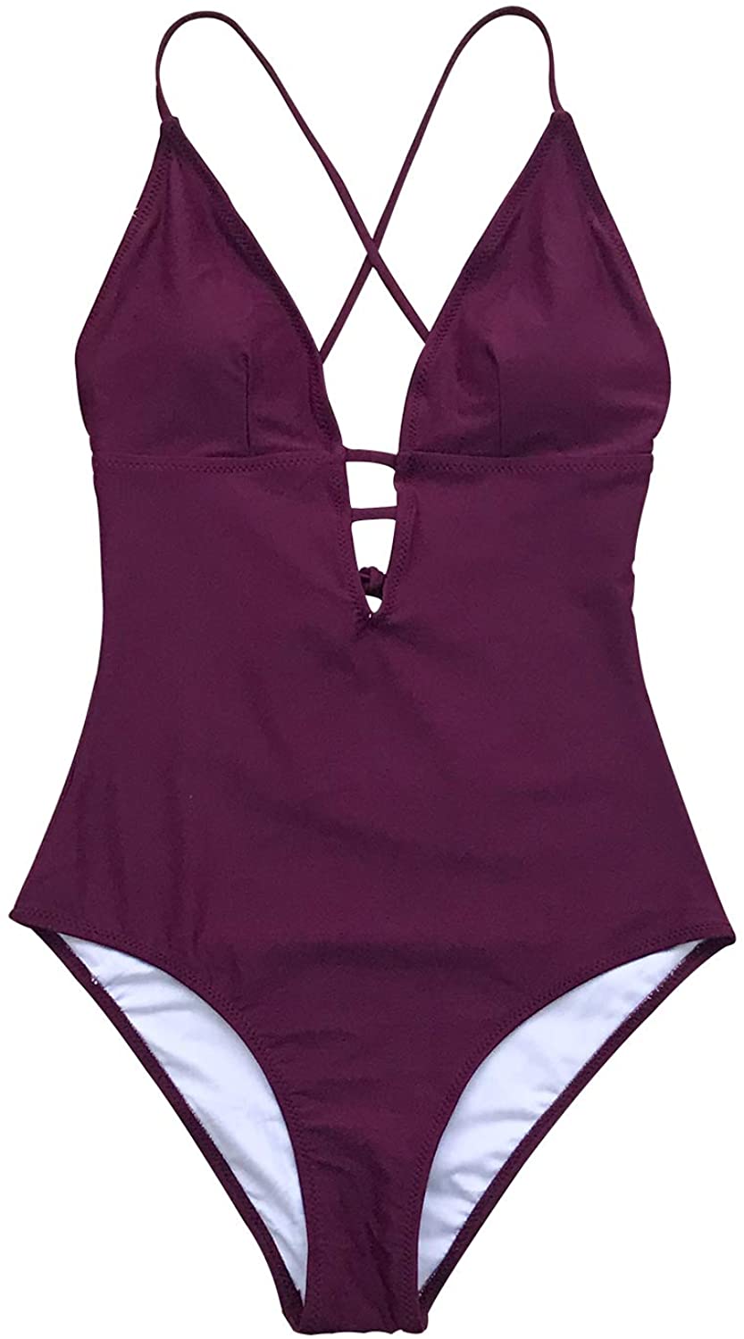 CUPSHE Women's One Piece Swimsuit Tummy Control V Neck Two Piece Bathing Suit