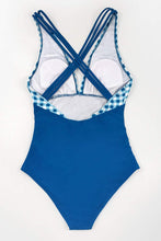 
                        
                          Load image into Gallery viewer, CUPSHE Women's One Piece Swimsuit V Neck Tummy Control Cross Back Vintage Swimwear Bathing Suits
                        
                      