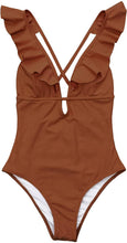 
                        
                          Cargar imagen en el visor de la galería, CUPSHE Women's One Piece Swimsuit Ruffle Deep V Neck Strappy Swimwear Bathing Suits
                        
                      