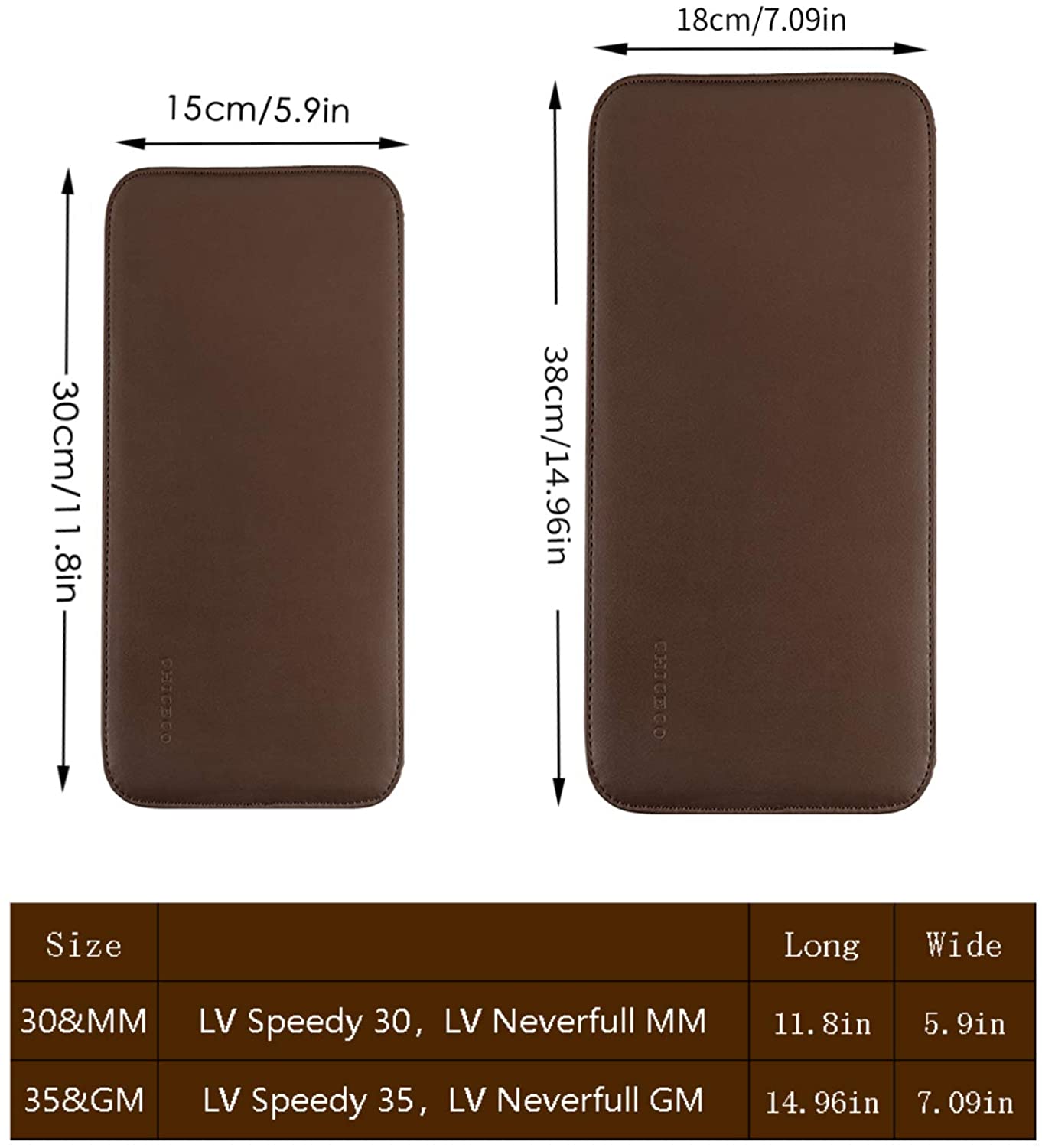 CHICECO Handbag Base Shaper for LV Neverfull MM Speedy 30, Vegan Leather and Felt